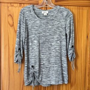 Alfred Dunner Gray Long Sleeve Top with Tie Accents